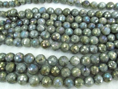 2strands 8 10 12mm Natural Labradorite DIY beads AB Mystic round ball faceted Blue Flashy Loose Bead