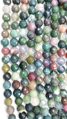 wholesale 2strands 4-16mm Natural Indian agate for making jewelry Round Ball faceted green purple re