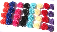 resin plastic 8mm 50pcs--high quality rose florial petal red blue pink green assortment color jewelr