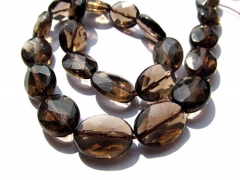 13x18-30x40mm full strand handmade larger natuaral crystal smoky quartz oval faceted jewelry beads f
