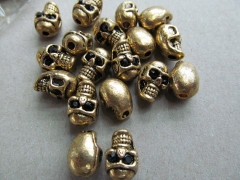 wholesale bulk bling metal spacer &crystal skull skeleton silver gold black mixed 10x14mm 50pcs