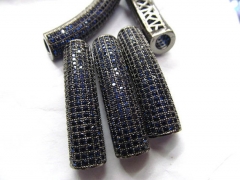 AAA grade 10x40mm 120pcs pave metal spacer &cubic zirconia crystal column tube curve silver gold mix