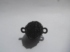 wholesale 100pcs 10-14mm  ball round margnetic clasp black jet assortment metal & rhinestone connectors