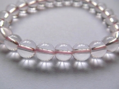 batch genuine rock crysal quartz 8mm ,high quality round ball pink red jewelry beads bracelet--5stra