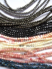 batch 50strands 4mm pyrite hematite opal pink shell MOP Shell crystal assortment round ball beads