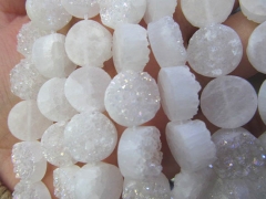 wholesale 8-20mm full strand druzy agate crystal round square teadrop oval assortment clear white ea