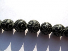 wholesale bulk agate bead round ball carved black assortment jewelry beads12mm--5strands 16inch/L