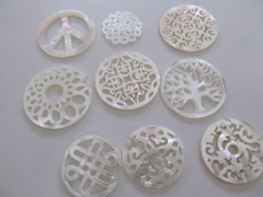 top quality 12pcs 17-25mm Genuine MOP Shell ,Pearl Shell Pink balck white filigree florial flower po