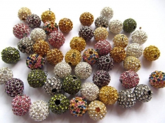 batch 12mm 100pcs, bling ball ,metal &assortment crystal rhinestone spacer round ball jewelry beads