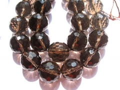 high quality 12mm 5strands crystal smoky quartz beads, round ball smooth jewelry beads