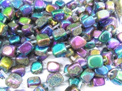 2strands 10-15mm titanium quartz gergous nuggets brick crystal mystic AB silver charm bead