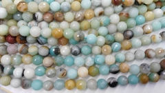 wholesale 2strands 4-16mm Natural amazonite for making jewelry Round Ball faceted matte crab aqua bo