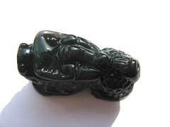 25%off---Genuine Obsidian bead animals carved rainbow pendant 25-40mm 2pcs