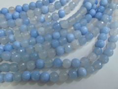 5strands 6 8 10mm Chalcendony blue Agate Carnerial chalcendony bead Gem Round Ball cracked faceted m