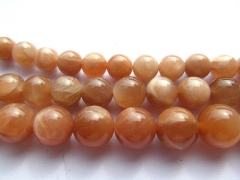 free ship--natural sunstone gemstone round ball oranger loose beads 12mm --2strand 16"/per