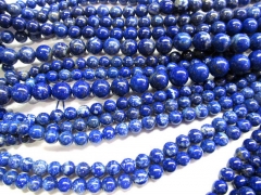 wholesale 3-12mm 16inch genuine lapis lazuli charm beads round ball blue gold jewelry bead