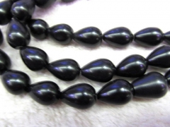 natural Brazil Agate for making jewelry drop onion smooth polished black beads 8x12-13x18mm x2strand