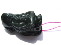 free ship--Drangon Pixiu Carved Rainbow Natural Obsidian Bead Pendant 38x15x20mm 6pcs