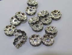 off 20%--200pcs 6 8 10 12mm top quality crystal rhinestone rondelle spacer carved beads gold silver 