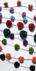 15mm 5strands 75pcs ,high quality turquoise florial flowers rose petal hot red colorful cabochons je