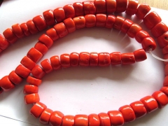 2strands 4-12mm high quality Red Coral Beads,Bamboo Coral Drum Column rice Handmade Polished Red Ora