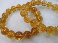 high quality 12mm genuine citrine quartz round ball smooth yellow jewelry beads bracelet --1strand 8