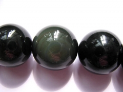 2strands 4-16mm Geniune Rainbow Obsiidan for making jewelry round ball black flashy evil obsidian be