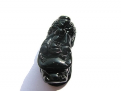 25%off---Genuine Obsidian bead animals carved rainbow pendant 25-40mm 2pcs