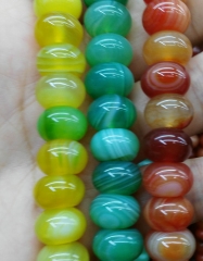 3strands 10x14mm Agate DIY beads rondelle abacus green yellow red mixed bead