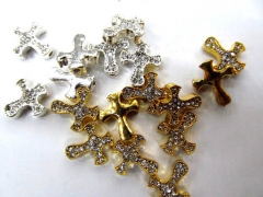 12x14 30x35mm 100pcs sideway cross metal spacer carved silver gold balck mixed crystal rhinestone je