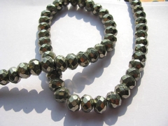 genuine pyrite beads 5x10mm ,high quality iron golden rondelle abacus& faceted gemstone jewelry bead