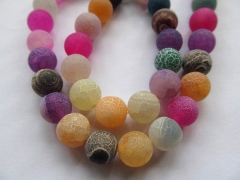25%off--4 6 8 10 12 14 16mm 10strands agate bead round ball cracked multicolor mixed jewelry beads