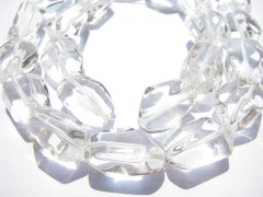 genuine rock crysal quartz 13-18mm 2strands 16inch strand,high quality freeform nuggets faceted whit