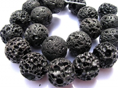 lava volcanic gems,20mm 2strands 16inch strand,high quality round ball black jet mixed jewelry beads