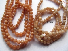 High Quality 2strands 4-16mm Natural sunstone stone Round Ball faceted oranger grey jewelry beads