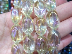 2strands 8-20mmCrystal like crystal beads freeform nuggets egg lite green AB mystic rainbow purple g