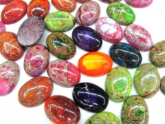 50pcs 15x20mm handmade Cabochon egg oval Sea Sediment Jasper Green Oranger Purple Pink Red Mixed Jew