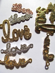 batch metal spacer & clear rhinestoen pendant in love shape jewelry bads 10-40mm 50pcs