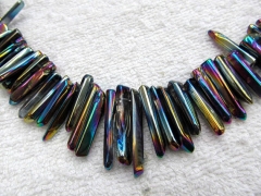 top quality 20-45mm genuine quartz druzy drusy crystal freeform spikes points teeth brass rainbow mu
