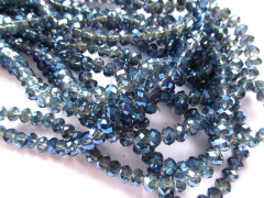 FREE SHIP--lot crystal like charm craft bead rondelle abacus faceted sapphire blue AB mystic mixed j