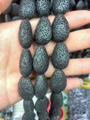 wholesale 5strands 10x14-15x20mm Lava Volcanic Gem teardrop drop pear White Black Yellow Blue