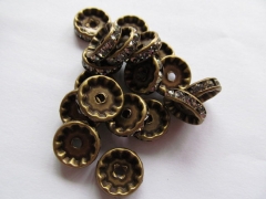 200pcs 6mm rondelle crystal rhinestone spacer tone, bronze green mixed