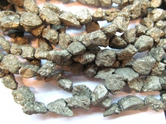 wholesale bulk genuine pyrite beads 8-12mm , nuggets freeform chips irregular gold iron beads --5str