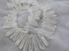 40-80mm full strand 17inch /L genuine quartz crystal freeform spikes points drilled briolettes clear