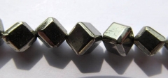 genuine pyrite beads 6mm ,high quality cubic square box iron golden gemstone jewelry beads --2strand