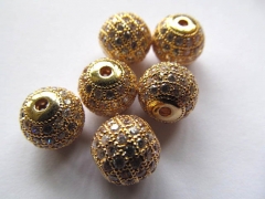 AAA grade pave metal spacer &cubic zirconia crysatl silver gold mixed jewelry beads 12mm 20pcs