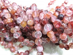 8mm full strand genuine cherry white quartz round ball faceted gemstone bead