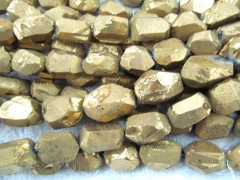 high qaulity 2strands 15-20mm titanium quartz gergous nuggets brick matt crystal peach gold grey mix