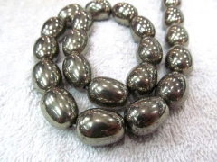 15x20mm 2strands handmade genuine pyrite iron gold barrel egg drop smooth jewelry bead