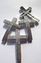 AAA grade 15x35mm 12pcs sideways cross metal & cubic zirconia connetors assortment charm bead